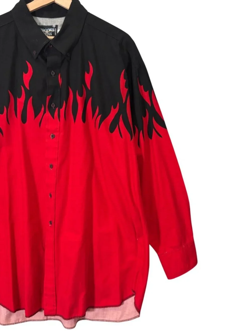 Vintage Brooks & Dunn Shirt Mens XXL Red Black Flame Western Cowboy USA 90s